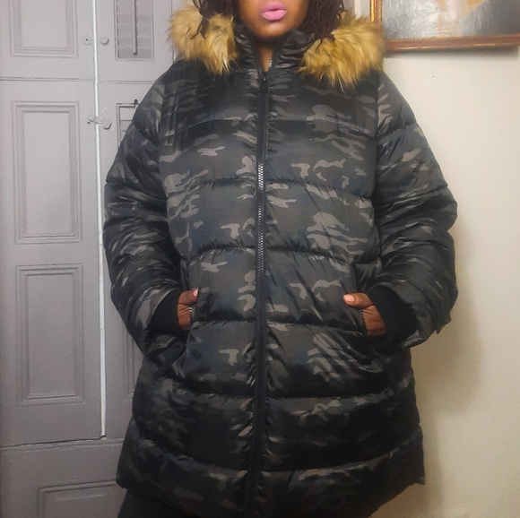Lane Bryant Army Fatigue Puffer Coat - Picture 3 of 5